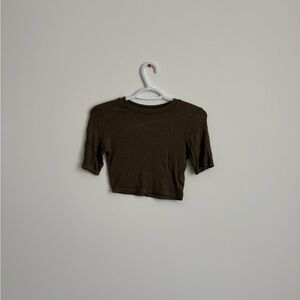 Dark Green Ribbed Crop Top